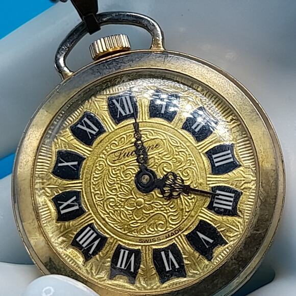 Lucerne Swiss Made Wind Up Gold Watch Pendant Necklace 1960s Vintage main image 7